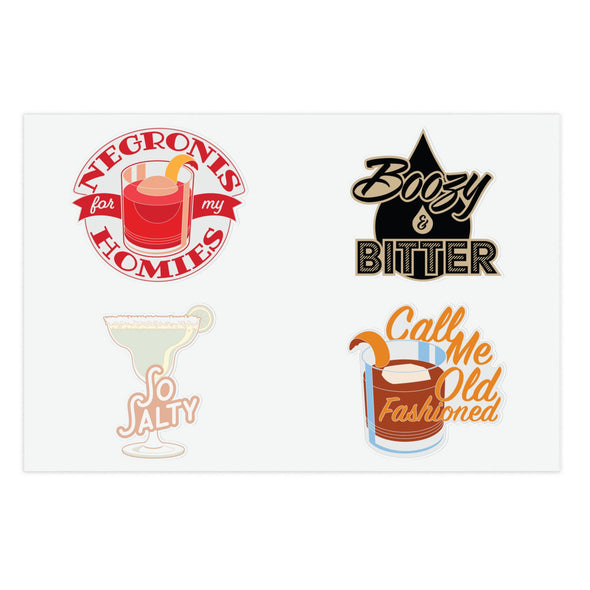 Fun Cocktail Sticker Set - Sheet of 4 Die-Cut, Vinyl Stickers