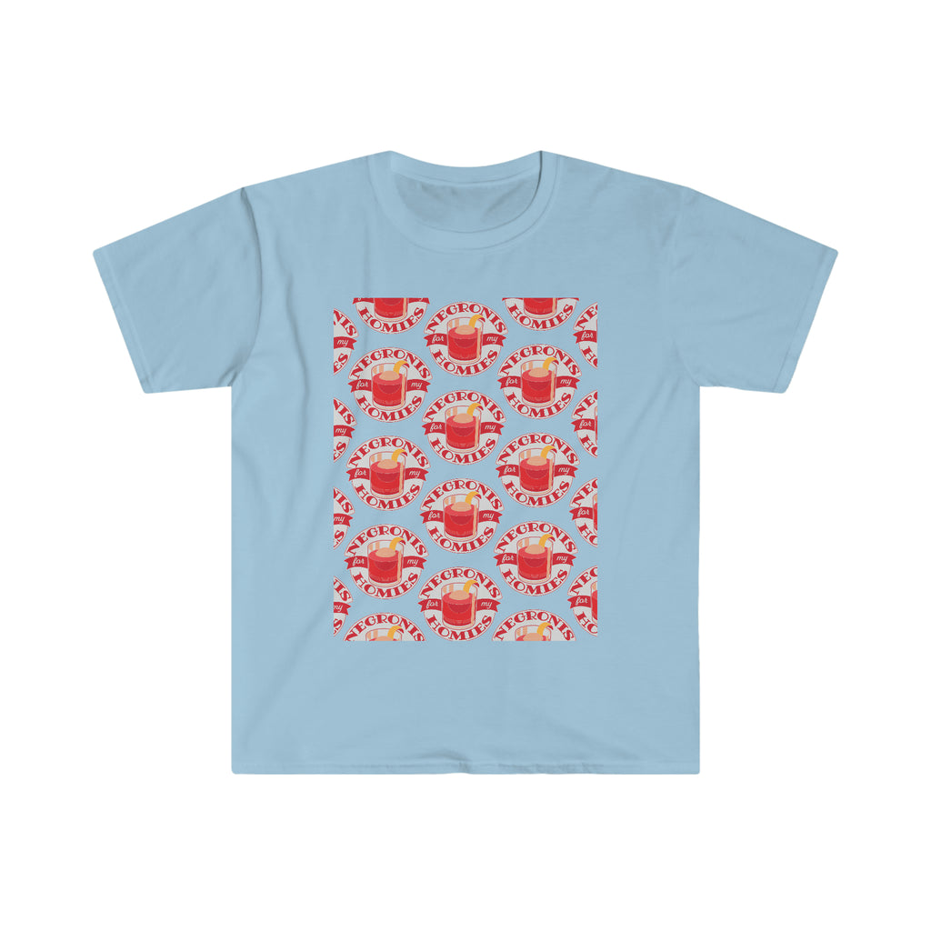 Negronis for My Homies T-Shirt- Unisex Softstyle - Grid Design